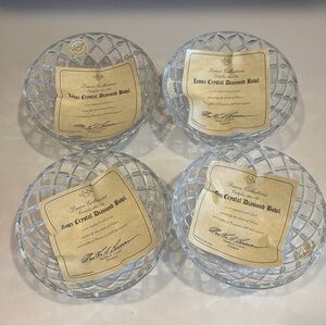 Set of 4 Lenox Crystal Diamond Bowls with Certificates